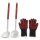 3er-Set XXL Suppenkelle, Schaumkelle aus Edelstahl und Grillhandschuhe, Schöpflöffel, Schaumlöffel, Gießlöffel, Soßenlöffel für Kazan ab 16 L