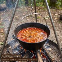 Kazanofen Utschak Ø 44 cm (16 L) mit Abzugsrohr Gusseisen-Gulaschkessel 22 L Schaumkelle Suppenkelle