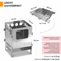 Hobokocher 14x20 cm Edelstahl mit Aluminium-Kazan 2 L Gulaschkessel Campingkocher zerlegbar