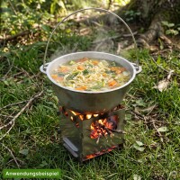 Hobokocher 14x20 cm Edelstahl mit Aluminium-Kazan 2 L Gulaschkessel Campingkocher zerlegbar