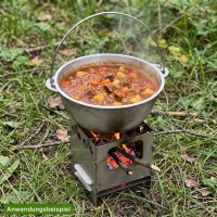 Hobokocher 14x20 cm Edelstahl mit Aluminium-Kazan 2 L Gulaschkessel Campingkocher zerlegbar