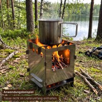Hobokocher 14x20 cm Edelstahl mit Aluminium-Kazan 2 L Gulaschkessel Campingkocher zerlegbar