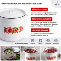 Großer Emaille Kochtopf 16 L Großraumtopf aus...