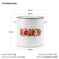 Großer Emaille Kochtopf 16 L Großraumtopf aus Stahl Einkochtopf Universaltopf