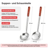 Outdoor-Kochset: Feuerstelle Ø 36,5 cm aus Stahl mit integriertem Brenner Seitenablage Adapterring Gusseisen-Kazan 12 L mit Aluminiumdeckel Schaumkelle Suppenkelle