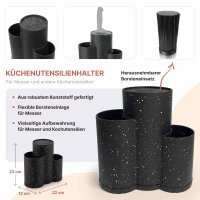 Küchenhelfer Set aus Bambus 7-teilig mit Küchenutensilienhalter Messerhalter, Küchen Organizer für Kochlöffel und Pfannenwender