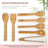 Küchenhelfer Set aus Bambus 7-teilig mit Küchenutensilienhalter Messerhalter, Küchen Organizer für Kochlöffel und Pfannenwender