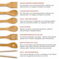 Küchenhelfer Set aus Bambus 7-teilig mit Küchenutensilienhalter Messerhalter, Küchen Organizer für Kochlöffel und Pfannenwender