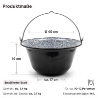Ungarischer Gulaschkessel 14 L Emaillierter Stahl Kessel...