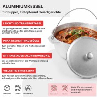 Variation: Aluminium Kessel 3-16,5 L mit Deckel Campingkessel Kazan Aluminiumtopf Gulaschkessel Lagerfeuerkessel Feuerkessel