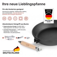 Variation: Premium Gusseisenpfanne mit abnehmbarem Holzgriff und Pfannenwender