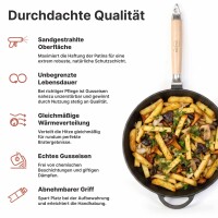 Variation: Premium Gusseisenpfanne mit abnehmbarem Holzgriff und Pfannenwender