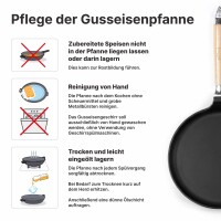 Variation: Premium Gusseisenpfanne mit abnehmbarem Holzgriff und Pfannenwender