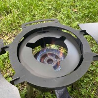 Feuerstelle Ø 36,5 cm aus Stahl mit integriertem Brenner Seitenablagen Adapterring
