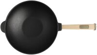 Gusseisen Wok Pfanne 26 cm BRIZOLL Wokpfanne 2,8L für Gasgrill, Herd, Ofen, Lagerfeuer Asia Gusseisenpfanne Induktionsgeeignet Cast Iron