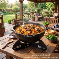 Kasan Untergestell verstellbar zerlegbar universell Ständer aus 2 mm Stahl für Kazan Kessel Gusseisentopf Dutch Oven Untersetzer