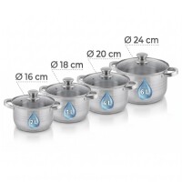 Kochtopf Set 8-teilig Edelstahl Kochtöpfe mit...