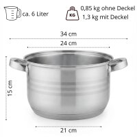 Kochtopf Set 8-teilig Edelstahl Kochtöpfe mit Glasdeckel Topfset Suppentopf Schmortopf Bratentopf Induktion