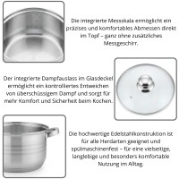 Kochtopf Set 8-teilig Edelstahl Kochtöpfe mit Glasdeckel Topfset Suppentopf Schmortopf Bratentopf Induktion