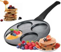 Pancake Pfanne Spiegeleipfanne Ø26cm Induktion Augenpfanne 3-fache Beschichtung Oladji Frying Pan 4-Lochpfanne Pfannkuchen Eierpfanne Mini Pfannkuchen