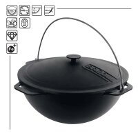 Ø40 Uchag  2mm Stahl mit 15L Kazan  mit Deckel aus Gusseisen Kasan Feuerstelle Utschak Kessel Utschag Feldküche