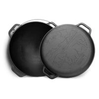 Ø36 Uchag mit 8L Kazan Utschak Utschag 2mm stahl Kessel mit Deckel-Bratpfanne aus Gusseisen Kasan Feuerstelle Feldküche