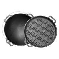 Ø36 Uchag mit 8L Kazan Utschak Utschag 2mm stahl Kessel mit Deckel-Grillpfanne aus Gusseisen Kasan Feuerstelle Feldküche