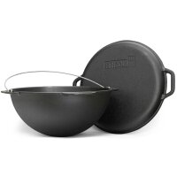Ø36 Uchag mit 10L Kazan Utschak Utschag 2mm stahl Kessel mit Deckel-Grillpfanne aus Gusseisen Kasan Feuerstelle Feldküche