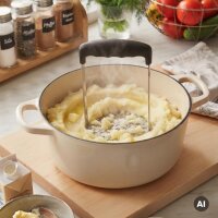 Edelstahl Küchenstampfer  – Professioneller Stampfer für Püree, Gemüse & Obst – Ergonomischer Griff – Spülmaschinenfest – 16 cm Höhe
