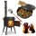 Utschak Set Feuerofen Ø44 cm mit Abzugsrohr Gusseisen Kazan 16 L Aluminium Deckel Schaumkelle Grillhandschuhe Hitzebeständig2mm Stahl Abzugsrohr 16L Kazan Gusseisen Feuerstelle Feldküche Utschak Utschag Kasan Campingofen Außenküche Eintopfofen