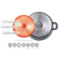 Gänsebräter 7,3 L  – Aluminiumguss Induktion Universalbräter mit Aromaknopf-Glasdeckel, Antihaftbeschichtung, langlebig, ideal für Braten