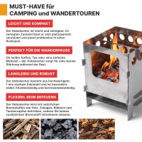 Hobokocher Hobo Ofen aus Edelstahl zerlegbar Campingkocher mit Grillfächer