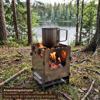 Hobokocher Hobo Ofen aus Edelstahl zerlegbar Campingkocher mit Grillfächer