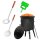 Ø44cm Uchag 2mm stahl Utschak Feuerstelle Utschag Campingofen 22L Kazan Kasan (flacher Boden) Feldküche Außenküche Eintopfofen mit Schaumkelle Suppenkelle Grillfächer