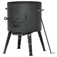 Ø36cm Uchag 2mm Stahl 10L Kazan WOK Kasan Utschak Feuerstelle Utschag Campingofen Feldküche Außenküche Eintopfofen mit Schaumkelle Suppenkelle Grillfächer
