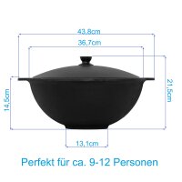 Ø36cm Uchag 2mm Stahl 10L Kazan Kasan (flacher boden) Utschak Utschag Feldküche Feuerstelle Campingofen Außenküche Eintopfofen mit Schaumkelle Suppenkelle Grillfächer