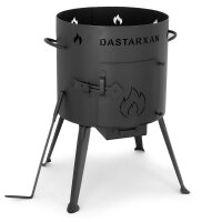 Ø36cm Uchag 2mm Stahl 8-10L Kazan Kasan Utschak Feuerstelle Utschag Campingofen Feldküche Außenküche Eintopfofen mit Schaumkelle Suppenkelle Grillfächer