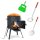 Ø36cm Uchag 2mm stahl Utschak Feuerstelle Utschag Campingofen 8-10L Kazan Feldküche Außenküche Eintopfofen mit Schaumkelle Suppenkelle Grillfächer