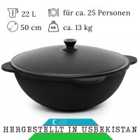 Ø49cm Uchag 2mm Stahl mit Abzugsrohr 22L Kazan Kasan Feuerstelle Utschag Utschak Campingofen Feldküche Außenküche Eintopfofen