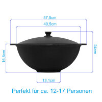 Ø36cm Uchag 2mm stahl Utschak Utschag Feldküche 12L Kazan Kasan (flacher boden) Feuerstelle Campingofen Außenküche Eintopfofen mit Schaumkelle Suppenkelle Grillfächer