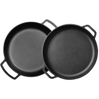 Ø36cm Uchag 2mm Stahl Utschak Gusseisenpfanne Bräter mit Deckel-Bratpfanne aus Gusseisen Schmortopf Feuerstelle Utschag Campingofen Grillfächer Pfannenwender Feldküche Außenküche