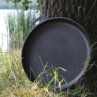 Ø36cm Uchag 2mm Stahl Utschak Gusseisenpfanne Bräter mit Deckel-Bratpfanne aus Gusseisen Schmortopf Feuerstelle Utschag Campingofen Grillfächer Pfannenwender Feldküche Außenküche
