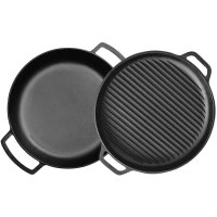 Ø36cm Uchag 2mm stahl Utschak mit Gusseisenpfanne Bräter mit Deckel-Grillpfanne aus Gusseisen Schmortopf Feuerstelle Utschag Campingofen Grillfächer Pfannenwender Feldküche Außenküche