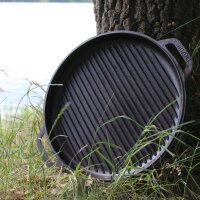 Ø36cm Uchag 2mm stahl Utschak mit Gusseisenpfanne Bräter mit Deckel-Grillpfanne aus Gusseisen Schmortopf Feuerstelle Utschag Campingofen Grillfächer Pfannenwender Feldküche Außenküche