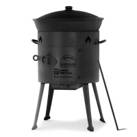 Ø36cm Uchag 2mm Stahl Utschak Utschag Feldküche 12L Kazan Kasan Feuerstelle Campingofen Außenküche Eintopfofen mit Schaumkelle Suppenkelle Grillfächer