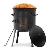 Ø36cm Uchag 2mm Stahl Utschak Utschag Feldküche 12L Kazan Kasan Feuerstelle Campingofen Außenküche Eintopfofen mit Schaumkelle Suppenkelle Grillfächer