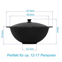 Ø36cm Uchag 2mm Stahl Utschak Utschag Feldküche 12L Kazan Kasan Feuerstelle Campingofen Außenküche Eintopfofen mit Schaumkelle Suppenkelle Grillfächer