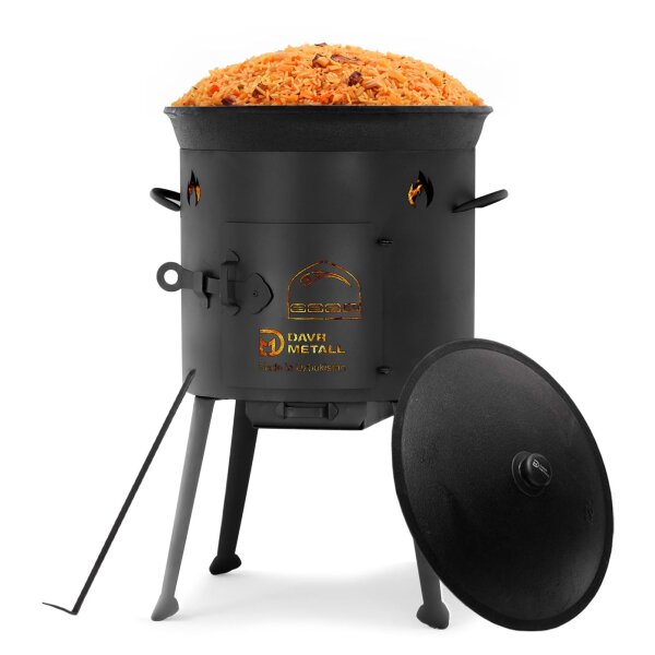 Utschak + Kazan En Fonte – Kit Cuisine Extérieur 10 L – Four Traditionnel Asiatique Avec Poêle à Griller - 2