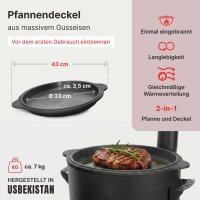 Utschak Ø36cm 2mm Stahl Feuerofen mit Abzugsrohr Aschekasten Gusseisen Kazan 8L Set Outdoor Küche Campingofen Feldküche Dutch Oven BBQ Lagerfeuer Eintopfofen