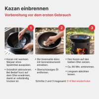 Utschak Ø36cm 2mm Stahl Feuerofen mit Abzugsrohr Aschekasten Gusseisen Kazan 8L Set Outdoor Küche Campingofen Feldküche Dutch Oven BBQ Lagerfeuer Eintopfofen